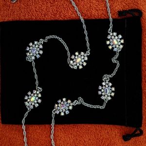 Ann Taylor silver necklace w/iridescent stones